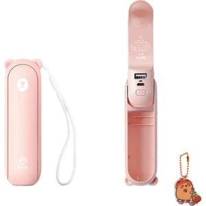 Cacaotaşınabilir Fan Mini El Fanı USB 2000 Mah El Küçük Cep Fanı Güç Bankası El Feneri Fonksiyonu ile (Yurt Dışından)