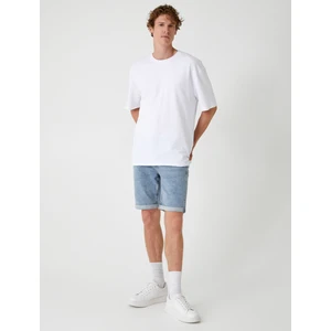 Slim Fit Kot Şort Bermuda Cep Detaylı Pamuklu