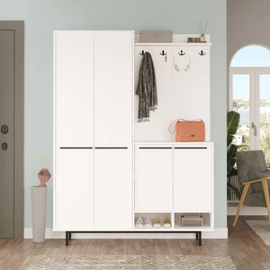 L'occi Concept Living Portmanto Vestiyer Ayakkabılık Metal Ayaklı Beyaz Lg1-W