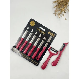 6'lı Meyve Bıçağı ve Soyacak Seti Bordo