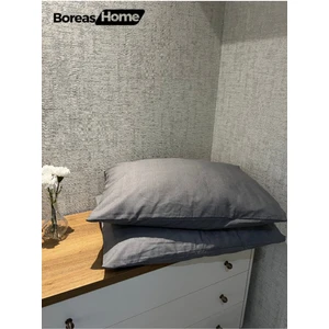 Boreas Home Lüks Gri Pamuklu 2’li Yastık Kılıfı Seti (50X70)
