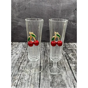2 Li Cam Kiraz Flüt Kahve Yanı Bardağı Kokteyl Meşrubat Bardak 150ML