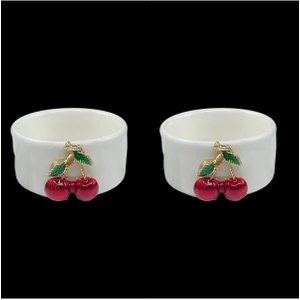 2 Li Beyaz Porselen Kiraz Sosluk Lokumluk Sunum Kasesi Mini Boy