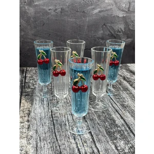 6 Lı Kristal Cam Kiraz Kahve Yanı Bardağı Su Bardak 150ML