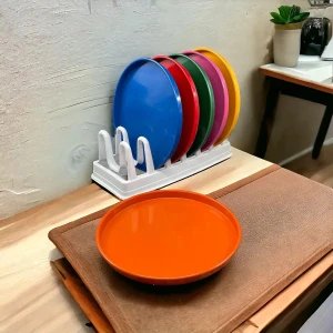 6 Lı Metal Renkli Sunum Servis Tepsisi Tepsi 24CM