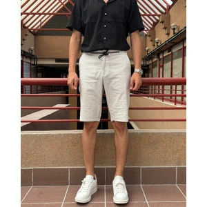Erkek Gofreli Çizgi Desenli Bel Lastikli Regular Fit Şort 215