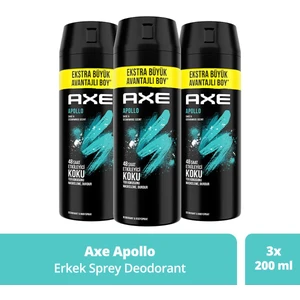 Erkek Sprey Deodorant Apollo 48 Saat Etkileyici Koku 200 Ml X3