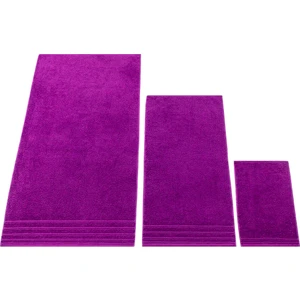 Textile Colors Çizgi Desenli  Pamuk Banyo Havlu Seti 6 Adet,  Banyo  El  ve 2 Yüz Havlusu,  Premium- Mor
