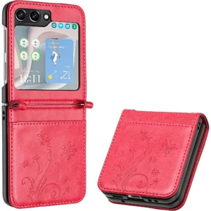 SZY Mall Samsung Galaxy Z Flip6 Manyetik Kapatma Bilek Kayışı Pu Kart Için Flip Case (Yurt Dışından)