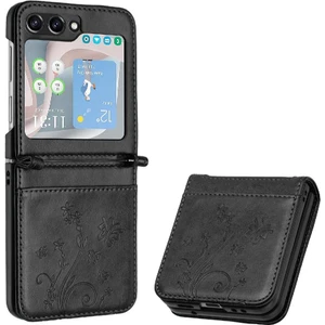 SZY Mall Samsung Galaxy Z Flip6 Manyetik Kapatma Bilek Kayışı Pu Kart Için Flip Case (Yurt Dışından)