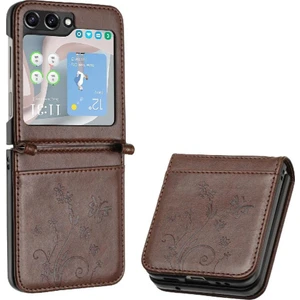 SZY Mall Samsung Galaxy Z Flip6 Manyetik Kapatma Bilek Kayışı Pu Kart Için Flip Case (Yurt Dışından)