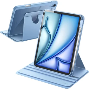 Apple iPad Air 11 Inç 6. Nesil (2024) Yatay ve Dikey Dönebilen Standlı Kalem Şarjına Uygun Darbe Dayanıklı Thermix Kılıf A2899 A2900