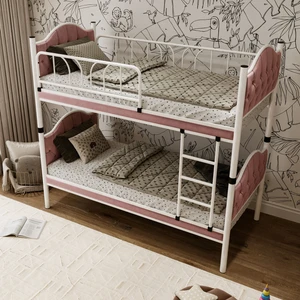 Melis Çift Katlı Metal Ranza ve Karyola 90x190 Pembe