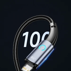 20W 100 cm Type-C To Lightning Hızlı Şarj Kablosu LED Işıklı Iphone 11 12 13 14 Pro Max Plus Tüm Serilere Uyumlu
