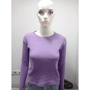 Oceans Butik Lila Tamkalıp Bisiklet Yaka Fitilli Kaşkorse Bluz
