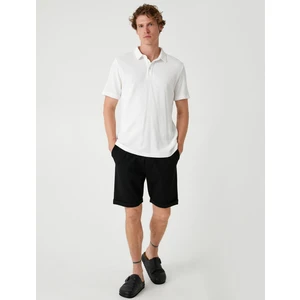 Bermuda Şort Cep Detaylı Katlamalı Paça Pamuk Karışımlı