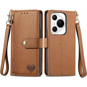 Manyi Mall Huawei Pura 70 Için Flip Case Aşk Deri Kılıf Cüzdan Fermuar Darbeye (Yurt Dışından)