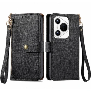 Manyi Mall Huawei Pura 70 Için Flip Case Aşk Deri Kılıf Cüzdan Fermuar Darbeye (Yurt Dışından)