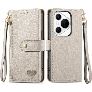 Manyi Mall Huawei Pura 70 Için Flip Case Aşk Deri Kılıf Cüzdan Fermuar Darbeye (Yurt Dışından)