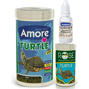 Turtle Green Sticks 1000ML, Rose 250ML Su Kaplumbağası Yemi, Vitamin