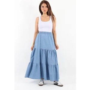 Kadın Sporty Açık Mavi Uzun Yumuşak Jean Etek