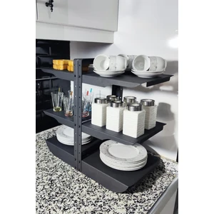 Siyah Tencere Tava Düzenleyici Mutfak Organizeri Çok Amaçlı 3 Katlı Organizer Raf(Ikili Set) MT102S