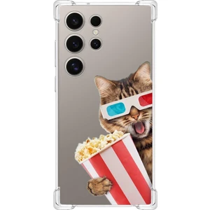 Printify Samsung Galaxy S24 Ultra Uyumlu Kedi 1 Baskılı Şeffaf Köşe Korumalı Antişok Kılıf