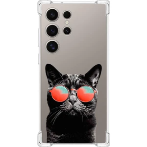 Printify Samsung Galaxy S24 Ultra Uyumlu Kedi 3 Baskılı Şeffaf Köşe Korumalı Antişok Kılıf