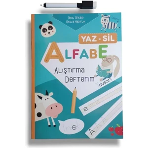 Yaz Sil Alfabe Alıştırma Defteri Okul Öncesi Bitmeyen Yazı Defteri