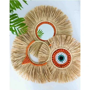 Bohem Home Duvar Süsü Üçlü Rafya