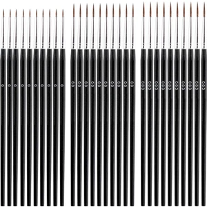 60 Adet Detay Boya Fırçası, 3 Boyutlu Ince Uçlu Fırça 0 00 000 Mini Minik Minyatür Astar (Yurt Dışından)