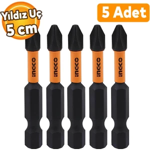 5 Adet Mıknatıslı Matkap Bits Uç Ph2 50 mm Vida Sökme 5 cm Yıldız Matkap Vidalama Ucu S2 Çeliği
