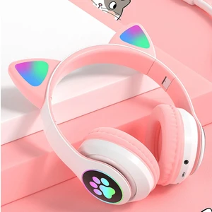 Stn-28 Bluetooth LED Işıklı Hafıza Kartı Girişli Kulak Üstü Kedi Kulaklık