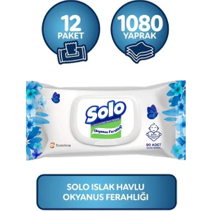 Islak Mendil Okyanus Ferahlığı  90 Yaprak 12 Adet Kapaklı