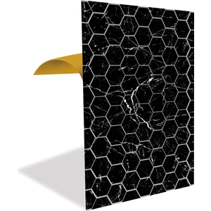 Kendinden Yapışkanlı Siyah Petek Mermer Desenli Pvc Panel 41X62 cm (12 Adet) 3 M²