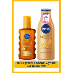 NIVEA SUN Karoten Bronzlaştırıcı Güneş Spreyi 200ml ve Q10 Sıkılaştırıcı Bronzluk Vücut Losyonu 200ml