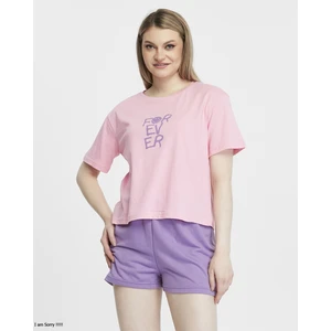 Bella Dossi Penye Pamuklu Kısa Kollu Baskılı Kadın Şortlu Yazlık Pijama Takımı