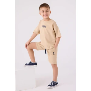 U.S. Polo Assn. Erkek Çocuk Bermuda Takım Bej