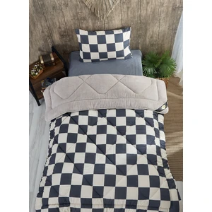 Marla Home Baklava Desen Tek Kişilik Welsoft Geometrik Desenli Çift Taraflı Yorgan Seti
