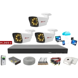 Yıldırım Group 3'lü 5mp Sony LENSLİ+H265 Kayıt Cihazı Full Paket