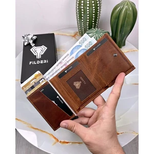 Fil Deri Kart Bölmeli Mekanizmalı Premium Cüzdan Hakiki Deri