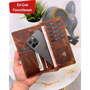 Fil Deri Cüzdan ve Kartlık Çok Bölmeli Hakiki Deri