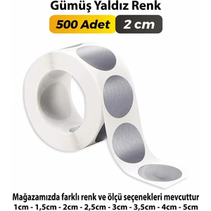 Sb Store Gümüş Yaldız Renkli Etiket Çok Amaçlı Yuvarlak Kesim Ambalaj Etiketi 2cm - 500 Adet