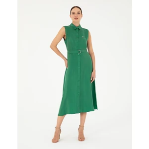 Pierre Cardin Kadın Yeşil Kolsuz Regular Fit Gömlek Elbise 50283652-VR054