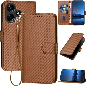 Infinix Hot 30 Için Karbon Fiber Deri Kılıf (Yurt Dışından)
