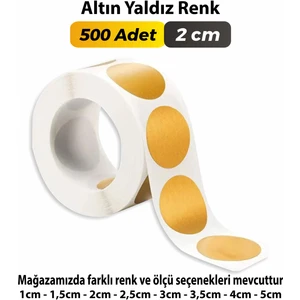 Sb Store Altın Yaldız Renkli Etiket Çok Amaçlı Yuvarlak Kesim Ambalaj Etiketi 2cm - 500 Adet