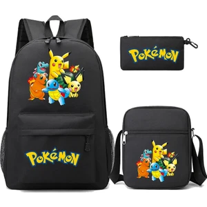 Linkin Park 3 Adet/takım Anime Pokemon Pikachu Sırt Çantası Erkek ve Kız Hafif Çanta Hildren Okul Çantası Öğrenci Kawaii Sırt Çantası (Yurt Dışından)