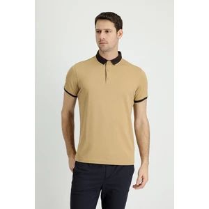 Polo Yaka Regular Fit Desenli Pamuklu Tişört