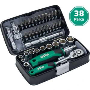 1/4" Altı Köşe Cırcırlı Lokma Anahtar ve Bits Uç Seti 38 Parça
