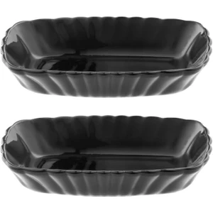 53392 Mezze Cam 2li Çerezlik Meze Tabağı Kahvaltılık Siyah 18CM